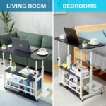 BYMECOST Adjustable Height Student Computer Desk, Mobile Portable Laptop Table for Home Office, 31.5" Small Spaces Standing Desk with Storage for Bedside Study Work Game on Wheels - Image 5