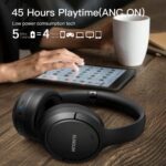 RUNOLIM Hybrid Active Noise Cancelling Over Ear Bluetooth Headphones with Microphone, 70H Playtime, Foldable Headphones with HiFi Audio, Deep Bass for Home, Travel, Office - Image 4