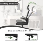 Ergonomic Office Chair for Long Hours & Back Pain Relief – Adjustable Lumbar Support & Headrest, High-Density Foam Cushion, Flip-Up Armrests, Perfect for Work & Study, Black - Image 4