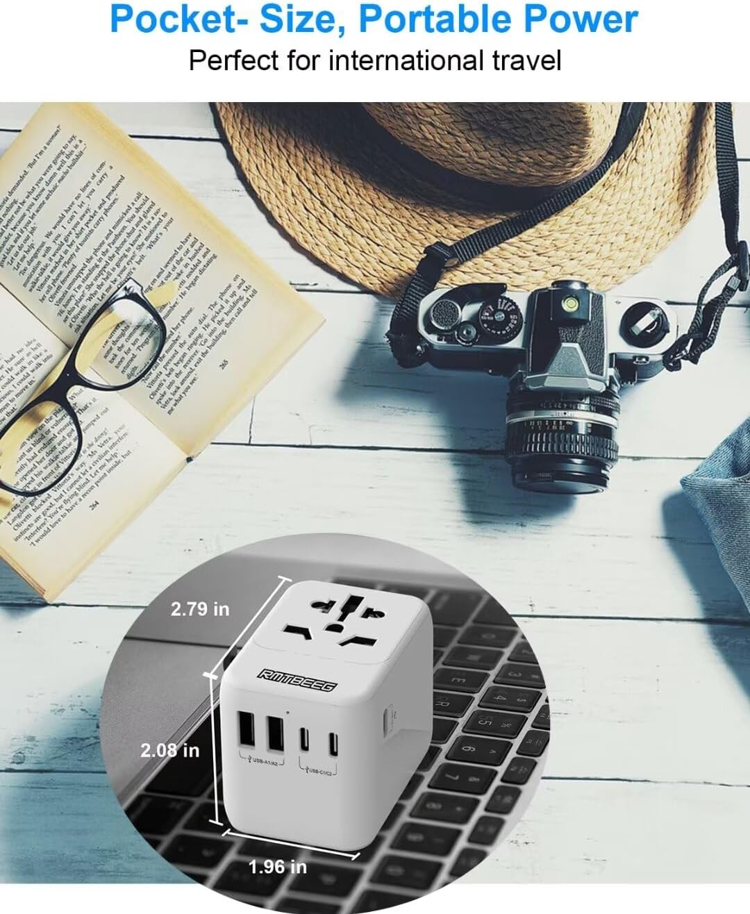 International Power Plug Adapter, Rmtbeeg Universal Travel Adapter with 3 USB-C and 2 USB-A Ports, All-in-One Worldwide Wall Charger for Europe UK EU AUS (Type C/G/A/I), Plug Adaptor Travel - Image 3