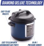Blue Diamond Ceramic Nonstick, 16-in-1 6QT Electric Pressure Cooker, Slow Cooker, Rice Cooker, Yogurt Maker, Saute, Steamer and More, Programable, Dishwasher Safe Pot, PFAS-Free, Blue - Image 3