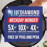 Blue Diamond Ceramic Nonstick, 16-in-1 6QT Electric Pressure Cooker, Slow Cooker, Rice Cooker, Yogurt Maker, Saute, Steamer and More, Programable, Dishwasher Safe Pot, PFAS-Free, Blue - Image 4