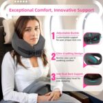Neck Pillow Airplane Travel Set - Pure Memory Foam Travel Neck Pillow, Plane Pillow for Long Flights Essentials, Sleeping with 3D Contoured Eye Mask, Earplugs, Portable Bag (Gray-S) - Image 3