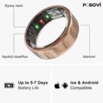 Smart Ring for Women Men- Sleep/Fitness/Stress/Heart Rate Tracker- Menstrual Records - 7 Days Battery Life - Wireless Charging - No APP Subscription - iOS & Android Compatible (Rosegold, 7) - Image 3