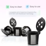 4 Reusable K Cups for Keurig K Supreme, K Supreme Plus, K Slim with Multistream Technology, K-Brew Chill, K-Duo Hot & Iced - 4 Black Refillable Kcups Coffee Filters for Keurig Coffee Makers - Image 4