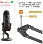 For Blue Yeti Microphone Boom Arm, YUZUHOME Adjustable Suspension Yeti X and Blue Yeti Nano Mic Stand with 3/8" to 5/8" And 3/8" to 1/4"Screw Adapter, Black - Image 3