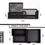 Ludato Desk Organizers Mesh Pencil Holder，3 Compartments Black Mesh Pen Holder Storage for Office Desk Accessories - Image 3
