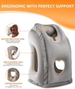 Sunany Travel Pillow, Inflatable Neck Pillow Used for Airplanes/Cars/Buses/Trains/Office Napping with Eye Mask/Earplugs (Gray) - Image 4