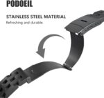 22mm Stainless Steel Watch Bands for Men, Quick Release Replacement Metal Strap Compatible with Samsung Galaxy Watch, Huawei Watch, Garmin, Black Folding Buckle Metal Watch Bands, One Size, - Image 4