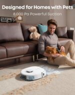 eufy X10 Pro Omni Robot Vacuum and Mop Combo, 8,000 Pa Suction, Dual Mops with 12 mm Auto-Lift and Carpet Detection, AI Obstacle Avoidance, Auto Mop Washing, Auto Drying, Self-Emptying, White - Image 3