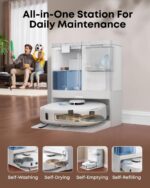 eufy X10 Pro Omni Robot Vacuum and Mop Combo, 8,000 Pa Suction, Dual Mops with 12 mm Auto-Lift and Carpet Detection, AI Obstacle Avoidance, Auto Mop Washing, Auto Drying, Self-Emptying, White - Image 4