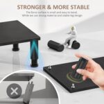 Dual Monitor Riser, Adjustable Height Steel Leg Wooden Stand with Storage Space - Black - Image 5