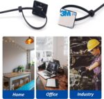 50 Set Cable Zip Tie Self Adhesive Mounts Kit with 6" Zip Ties, 3/4" Wire Holders Squares, Screws - Sticky Wire Fasteners Cable Clips Management Anchors Organizer - Image 3