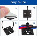 50 Set Cable Zip Tie Self Adhesive Mounts Kit with 6" Zip Ties, 3/4" Wire Holders Squares, Screws - Sticky Wire Fasteners Cable Clips Management Anchors Organizer - Image 6