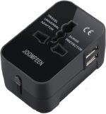 Travel Adapter, JOOMFEEN Worldwide All in One Universal Power Wall Charger AC Power Plug Adapter with Dual USB Charging Ports for USA EU UK AUS Cell Phone Laptop (Black) - Image 3