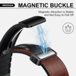 Magnetic Leather Band Compatible with Samsung Galaxy Watch 7/6/5/4/Active 2 40mm 44mm/Watch 6 Classic 43mm 47mm/Watch 5 Pro 45mm/Watch 4 Classic 42mm 46mm, 20mm Strap for Men - Image 4