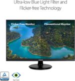 ASUS 27” 1080P Monitor (VA27DQ) - Full HD, IPS, 75Hz, Speakers, Adaptive-sync/FreeSync™, Low Blue Light, Flicker Free, VESA Mountable, Frameless, HDMI, VGA, DisplayPort, Tilt Adjustable, BLACK - Image 4