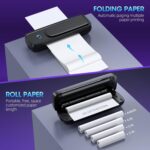Inkless Portable Printer Wireless for Travel - 504DPI High Resolution, 4200mAh Battery, Thermal Mini for A4/A5/US Letter, Bluetooth & USB, Lightweight Wireless Printer for Home/Office, Black - Image 4