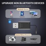 Aux to Bluetooth 5.4 Adapter 3.5mm USB Bluetooth Receiver Handsfree Car Kit for Car/Speaker,Home Stereo Sound System, Support Hands-Free Talking &Stereo Music Streaming - Image 3