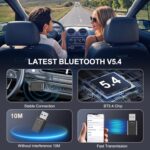 Aux to Bluetooth 5.4 Adapter 3.5mm USB Bluetooth Receiver Handsfree Car Kit for Car/Speaker,Home Stereo Sound System, Support Hands-Free Talking &Stereo Music Streaming - Image 4