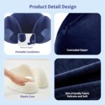Neck Pillow for Airplane Travel Memory Foam - 360° Support for Long Flights & Car/Office Use, Machine Washable Pain Relief Pillow with Breathable Cover (Gemstone Blue) - Image 6