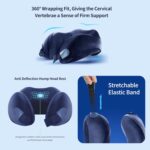 Neck Pillow for Airplane Travel Memory Foam - 360° Support for Long Flights & Car/Office Use, Machine Washable Pain Relief Pillow with Breathable Cover (Gemstone Blue) - Image 8