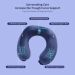 Neck Pillow for Airplane Travel Memory Foam - 360° Support for Long Flights & Car/Office Use, Machine Washable Pain Relief Pillow with Breathable Cover (Gemstone Blue) - Image 9
