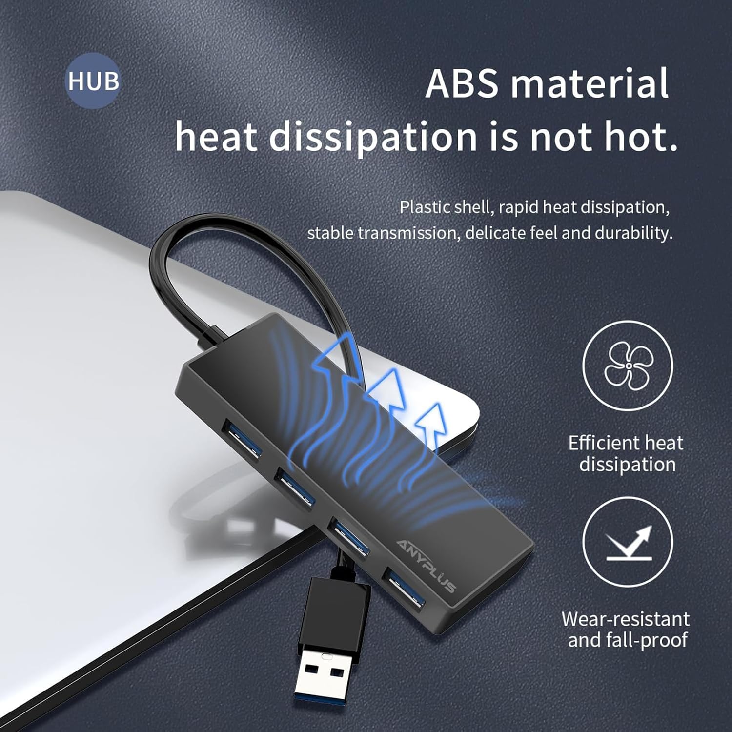 USB 3.0 Hub, 4 Port USB Hub Splitter,Portable USB Adapter Mini Multiport Expander for Desktop, Laptop, Xbox, Flash Drive, HDD, Console, Printer, PC, Keyboards, HP, Dell - Image 3