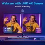 EMEET S600 4K Webcam for Streaming - Sony 1/2.5'' Sensor, PDAF Autofocus, 1080P@60FPS, 2 Noise Reduction Mics, Built-in Privacy Cover, 73° FOV, Streaming Camera for Live Commerce/Gaming/Beauty - Image 3
