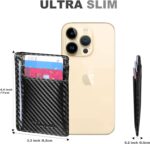 Travelambo Front Pocket Minimalist Leather Slim Wallet RFID Blocking Carbon Fiber Texture - Image 3