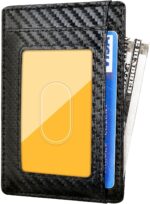 Travelambo Front Pocket Minimalist Leather Slim Wallet RFID Blocking Carbon Fiber Texture - Image 7