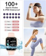 Smart Watches for Women, 1.75" Bluetooth Call, AI Voice Smartwatch, 24/7 Heart Rate Monitor, Blood Pressure/SpO2/Sleep Tracker, IP68 Waterproof, 100+ Sports Fitness Tracker for Android iOS Pink - Image 4