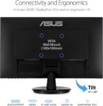 ASUS VA24DQ 23.8” Monitor, 1080P Full HD, 75Hz, IPS, Adaptive-Sync/FreeSync, Eye Care, HDMI DisplayPort VGA, Frameless, VESA Wall Mountable ,BLACK - Image 3