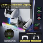 PS5/PS5 Slim Stand with Adjustable Cooling Fan, Vertical PS5 Cooling Stand for PS5/PS5 Slim, Multifunctional PS5 Cooling Station with Dual Controller Chargers and RGB Light for PS3 Skins - Image 5