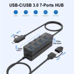 USB C Hub,7 Ports USB3.0 to USB-C HUB with a USB C to USB 3.0 Adapter. 3.2ft Cable 4*USB3.0 Ports,3*USB C Ports forThunderbolt 3/4 MacBook Surface Pro and More USB/USB C Devices - Image 6