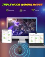 Redragon Wireless Gaming Mouse, Tri-Mode 2.4G/USB-C/Bluetooth Ergonomic Mouse Gaming, 8000 DPI, RGB Backlit Programmable Wireless Mouse, Rechargeable, 250 Hrs for Laptop PC Mac, M814 - Image 3