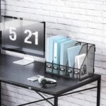 SUPEASY Desk Organizers Metal Desk Magazine File Holder with 5 Vertical Compartments Rack File Organizer for Office Desktop, Home Workspace, Black - Image 4