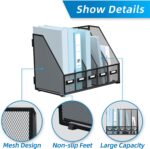 SUPEASY Desk Organizers Metal Desk Magazine File Holder with 5 Vertical Compartments Rack File Organizer for Office Desktop, Home Workspace, Black - Image 5
