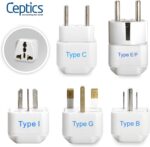 Ceptics Adapter Plug Set for World Wide International Travel Use - Grounded Safe - Works with Cell Phones, Chargers, Batteries, Camera, and More - Image 3