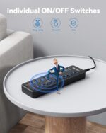 Powered USB Hub, Wenter 11-Port USB Splitter Hub (10 Faster Data Transfer Ports+ 1 Smart Charging Port) with Individual LED On/Off Switches, USB Hub 3.0 Powered with Power Adapter for Mac, PC - Image 3
