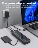 Powered USB Hub, Wenter 11-Port USB Splitter Hub (10 Faster Data Transfer Ports+ 1 Smart Charging Port) with Individual LED On/Off Switches, USB Hub 3.0 Powered with Power Adapter for Mac, PC - Image 4
