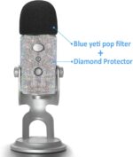YOUSHARES Blue Yeti Pop Filter - Cute Glitter Sticker, Bling Diamond Shiny Skin with Mic Foam Winscreen Compatible with Blue Yeti Microphones (Silver) - Image 3