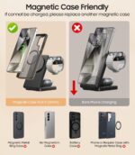 3 in 1 Magnetic Foldable Wireless Charger for Samsung, Fast Mag-Safe Charging Stand Station for Galaxy S25 S24 S23 S22 Ultra Plus/Z Fold/Flip 6/5, Galaxy Watch Ultra/6/5/Pro, Galaxy Buds/Pro - Image 4