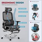 Ergonomic Office Chair, High Back Desk Chairs with Retractable Footrest, Breathable Mesh, Adjustable Headrest, 3D Armrests, Lumbar Support, Tilt Function, Comfy Swivel Computer Gaming Chair - Image 5