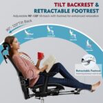 Ergonomic Office Chair, High Back Desk Chairs with Retractable Footrest, Breathable Mesh, Adjustable Headrest, 3D Armrests, Lumbar Support, Tilt Function, Comfy Swivel Computer Gaming Chair - Image 6