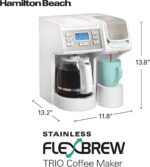 Hamilton Beach FlexBrew Trio 2-Way Coffee Maker, Compatible with K-Cup Pods or Grounds, Single Serve & Full 12c Pot, White with Stainless Steel Accents, Fast Brewing - Image 6