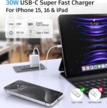iPhone 15 16 Charger, 30W Super Fast Charging, USB C Block Type C Cable Cord [ 6.6ft + 10ft ] for iPhone 16,16 Plus,16 Pro,16 Pro Max, iPhone15, iPad Pro 12.9/11, Galaxy S25, S24,S23-2Pack - Image 5