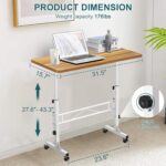 Small Standing Desk Adjustable Height, Mobile Stand Up Desk with Wheels, Small Computer Desk Rolling Desk, 32 Inch Portable Laptop Desk White Standing Table for Home Office Desks - Image 4