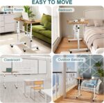 Small Standing Desk Adjustable Height, Mobile Stand Up Desk with Wheels, Small Computer Desk Rolling Desk, 32 Inch Portable Laptop Desk White Standing Table for Home Office Desks - Image 8