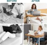 Small Standing Desk Adjustable Height, Mobile Stand Up Desk with Wheels, Small Computer Desk Rolling Desk, 32 Inch Portable Laptop Desk White Standing Table for Home Office Desks - Image 9